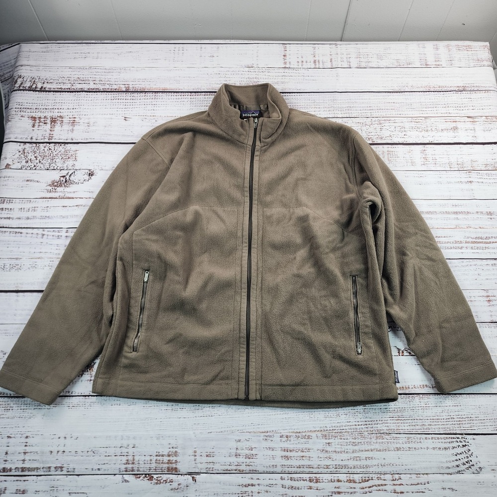 Patagonia Classic Synchilla Fleece Jacket Mens L Full Zip Brown Khaki 26511 - Picture 2 of 9